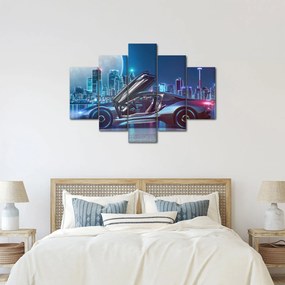 Obraz závodného auta v noci (150x105 cm)