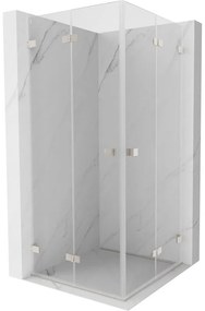 Mexen Lunar-F Duo, skladací sprchový kút 80 x 80 cm, 8mm číre sklo, oceľový profil, 836-080L-080P-97-00