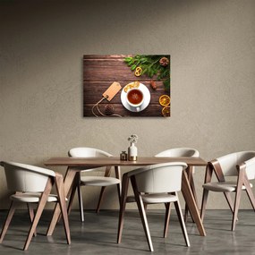 Sklenený obraz - hrnček s dekoráciami (70x50 cm)