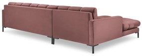Ružová zamatová rohová pohovka Cosmopolitan Design Bali, ľavý roh