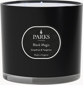 Ručne vyrobená trojknôtová vonná sviečka Black Magic (Grapefruit, Tangerine & White Musk)