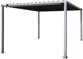 ZÁHRADNÁ PERGOLA S OCELOVOU STRECHOU 3 x 3 x 2,2 M ŠEDÁ *5122
