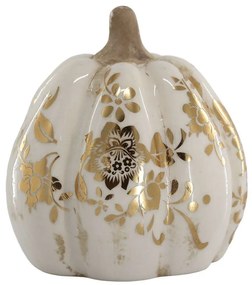 Krémová antik dekorácia tekvice Melun gold S/M - Ø 9*10 cm