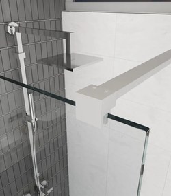 Erga Paris, sprchová zástena Walk-In 110x200 cm, 8mm šedé sklo, biely matný profil, ERG-V02-PARIS-110x200-GR-WH