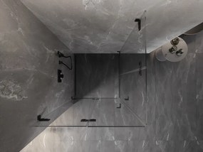 Mexen Lunar-F Duo, skladací sprchový kút 95 x 95 cm, 6mm číre sklo, čierny profil, 836-095L-095P-70-00