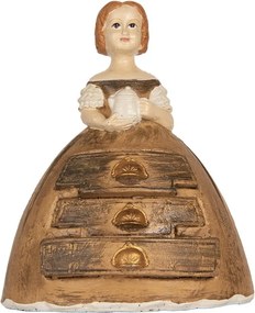 Hnedá antik šperkovnica so šuflíčkami dievča v šatách - 16*11*20 cm