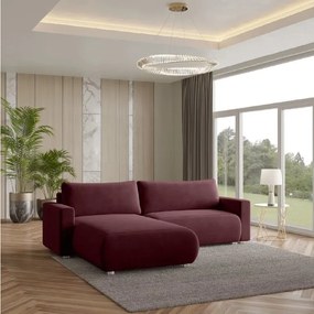 Bordová rozkladacia rohová pohovka MONORA, obojstranná