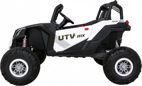 Ramiz Elektrická bugina UTV-MX pre deti biela + pohon 4x4 + diaľkové ovládanie + LED a audio + úložný priestor + EVA + pomalý štart