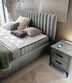 Posteľ Joy 160x200 cm, svetlo šedá látka