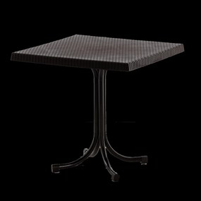 Garden Line PLASTOVÝ ZÁHRADNÝ STÔL NA JEDNEJ NOHE  SO VZOROM RATAN 80 x 80 x 73 CM HNEDÝ