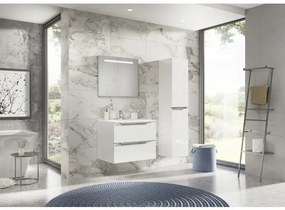 Kúpeľňový nábytkový set Pulse 90 cm s keramickým umývadlom biela lesklá a zrkadlovou skrinkou