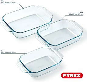 Pyres Súprava sklenených pekáčov 3 ks, 2 l + 3 l + 4 l