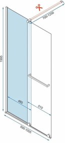 Posuvná bezrámová sprchová zastena REA CORTIS 100 cm, čierna/transparent - bez vaničky