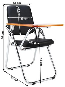 Konferenčná stolička s doskou na písanie Soner - čierna / prírodná
