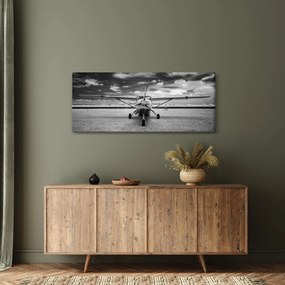 Obraz - Lietadlo čiernobiele (120x50 cm)