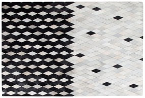 Kožený koberec 160 x 230 cm biela/čierna/béžová MALDAN Beliani