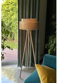Duolla - Stojacia lampa WOOD BOHO 1xE27/15W/230V pr. 45 cm medená/hnedá/béžová