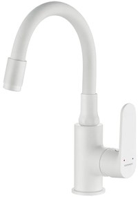 Kuchinox Dima, umývadlová batéria s flexibilným výtokom h-280, biela matná, LAV-BQD_621D