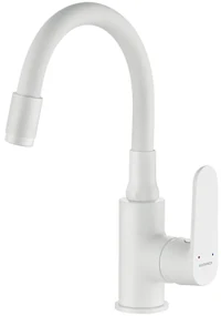 Kuchinox Dima, umývadlová batéria s flexibilným výtokom h-280, biela matná, LAV-BQD_621D