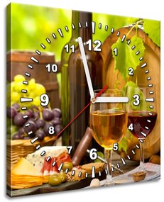 Gario Obraz s hodinami Červené a biele víno Rozmery: 60 x 40 cm