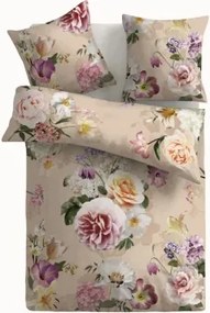 Obliečky Erika, béžové, kvetinový motív%