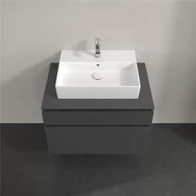 VILLEROY &amp; BOCH Legato závesná skrinka pod umývadlo na dosku (umývadlo v strede), 2 zásuvky, 800 x 500 x 550 mm, Glossy Grey, B60200FP