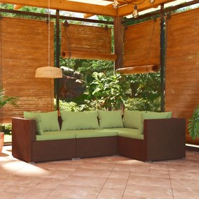 4-dielna záhradná sedacia súprava s vankúšmi polyratan hnedá