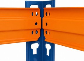 Regál 180x120x40 cm lakovaný 5-policový, nosnosť 1000 kg - modro-oranžový