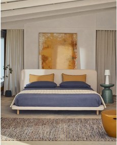 Béžová čalúnená dvojlôžková posteľ 180x200 cm Odum – Kave Home