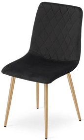 Set dvoch jedálenských stoličiek TURIN zamatové, čierne / hnedé nohy (2 ks)
