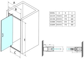 Gelco, SIGMA SIMPLY sprchové dvere otočné 880-920 mm, sklo Brick, GS3899