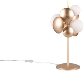 Stolová lampa so skleneným tienidlom v zlato-bielej farbe (výška 50 cm) Bubble – Trio Select