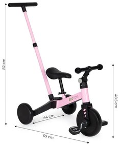 Trojkolka s vodiacou tyčou v ružovej farbe Ecotoys