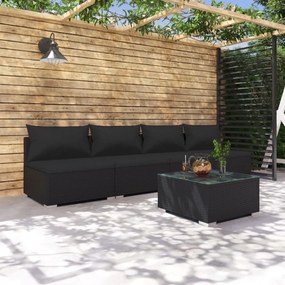 5-dielna záhradná sedacia súprava s vankúšmi polyratan čierna
