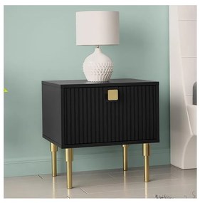 Nočný stolík DORSET 50x50 cm čierna/zlatá
