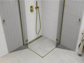 Mexen Roma Duo, sprchovací kút 70 (dvere) x 70 (dvere) cm, 6mm číre sklo, zlatý profil, 854-070-070-50-00-02