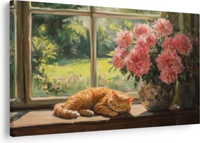 Obraz - Mačka na okne (90x60 cm)