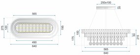 Toolight, Krištáľové závesné stropné svietidlo LED 102W + diaľkové ovládanie APP417-CP, chrómová, OSW-65015