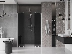 Mexen Velar L Duo, posuvné sprchové dvere do otvoru 160 cm, 8mm šedé sklo, biela matná, 871-160-003-42-20