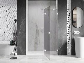 Mexen, Mexen Lunar pravé otočné sprchové dvere 135 cm, transparentné, biele - 834-135-000-20-00-P