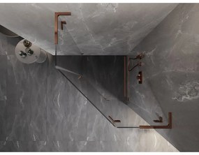 Mexen Lunar, L päťuholníkový sprchový kút s pravým sklonom 90 x 90 cm, 8mm číre sklo, profil ružové zlato, 831L-090P-090L-60-00-P