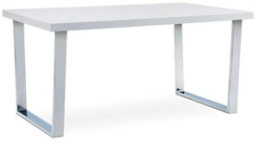 Autronic -  Jedálenský stôl AT-2088 WT, 150x90 cm, MDF, biely vysoký lesk, chromovaná podnož
