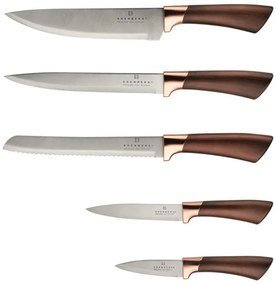 6 dielna sada nožov v elegantnom stojane v medenej farbe