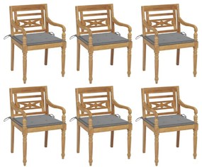 Batavia stoličky s podložkami 6 ks tíkový masív 3073323