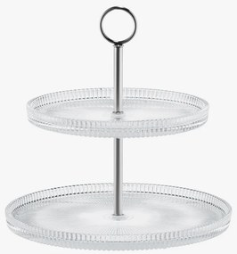 Dvojposchodový etažér Curly z drážkovaného skla