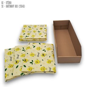 6 ks vaflových kuchynských utierok + úložný box - CITRÓN