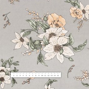 Biante Bavlnený behúň na stôl Sandra SA-465 Oranžové kvety na sivom 35x160 cm