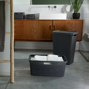 Curver Kôš na špinavú bielizeň Jute 58 l, tm. šedá