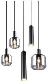 Čierne závesné svietidlo s kovovo-skleneným tienidlom ø 40 cm Mataro – Trio