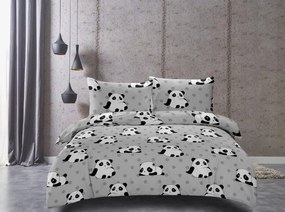 Obliečky z mikrovlákna PANDA sivé Rozmer obliečky: 70 x 90 cm | 140 x 200 cm
